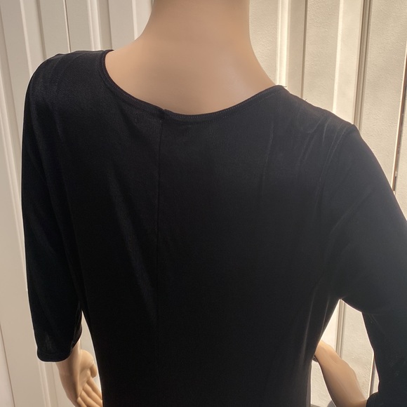 Kiara Womens Size L Black Slinky Dress. 3/4 sleeves. Lightweight and comfy. - Picture 7 of 11